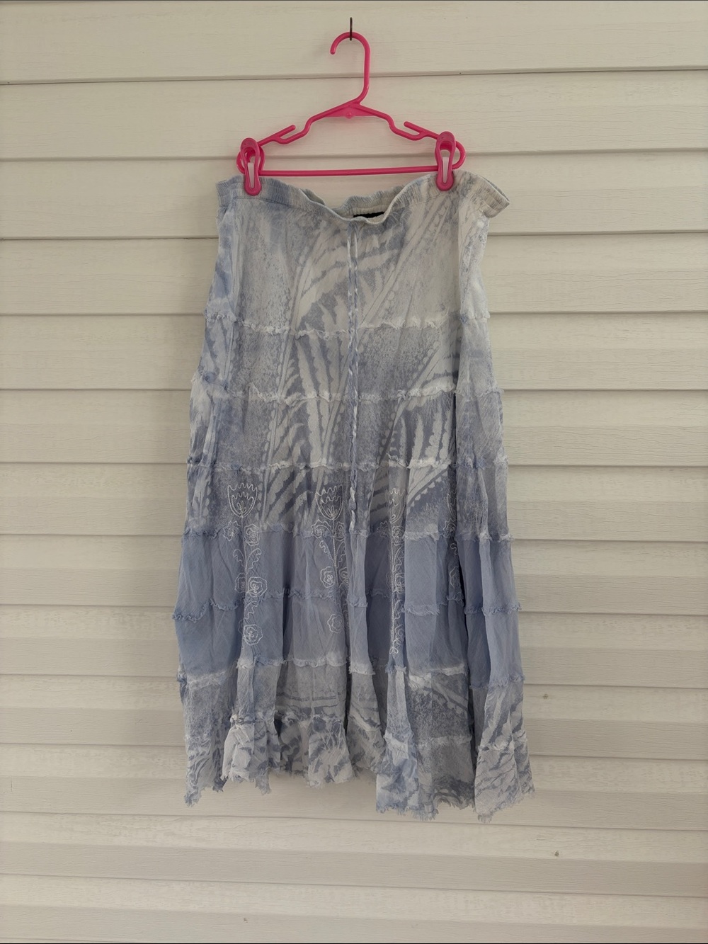 MetroWear Blue Cotton Fairy Skirt XL Tiered Fairy Grunge Flawed Repair